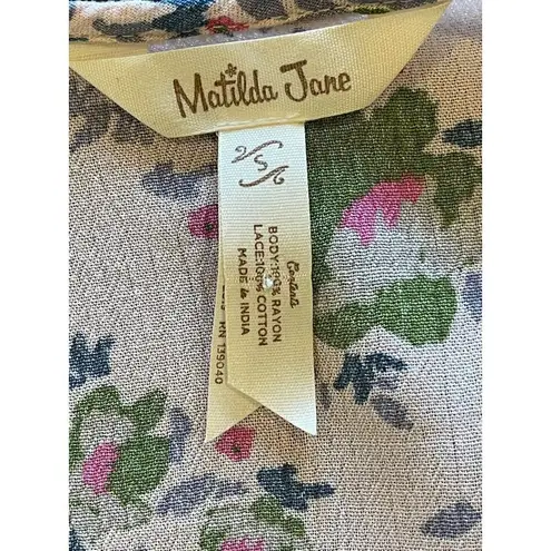 Matilda Jane Pink Floral Ruffle Like A Lady Bell Sleeve Top Tunic Size S