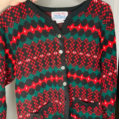 Vintage Tally Ho Christmas Red Long Sleeve Button Front Cardigan Size M