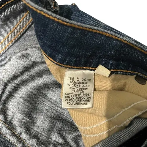 Rag and Bone  Dre Distressed Low-Rise Slim Jeans in Canyon Wash, Sz 26