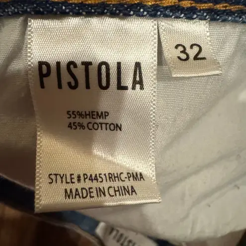 Pistola  Distressed High Rise Cutoff Denim Shorts Size 32 Hemp Cotton Blend