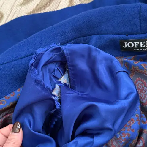 Jofeld Vintage Wool Trench Coat Long Overcoat w/scarf USA M Medium S Small Blue