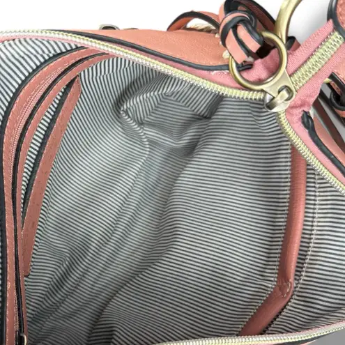 Sondra Roberts New Vegan Leather Tote Shoulder Bag Top Handle Pink Whipstitch - Image 8