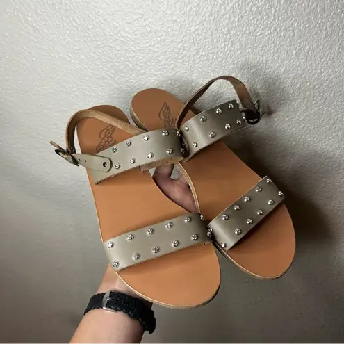 Ancient Greek Sandals Dinami Studded Leather Sandals in taupe 41 Tan Size 10