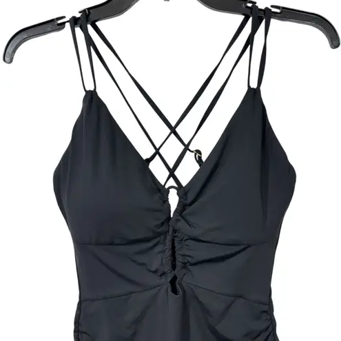 La Blanca $120 Island Goddess Underwire Lace Up One Piece - Black size 8 M