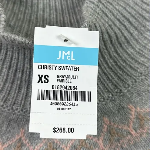 J. McLaughlin  Womens Christy Sweater XS Gray Fairisle Angora Wool Long Sleeve NEW