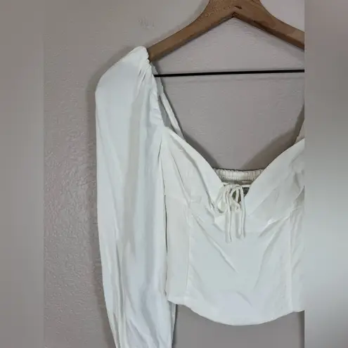 Wilfred Aritzia Novella Milkmaid Blouse in Cream / Light Birch XS $98