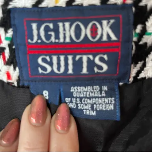 Vinage 90s JG Hooks Black & White Houndstooth Double Breasted Blazer 8 Multiple