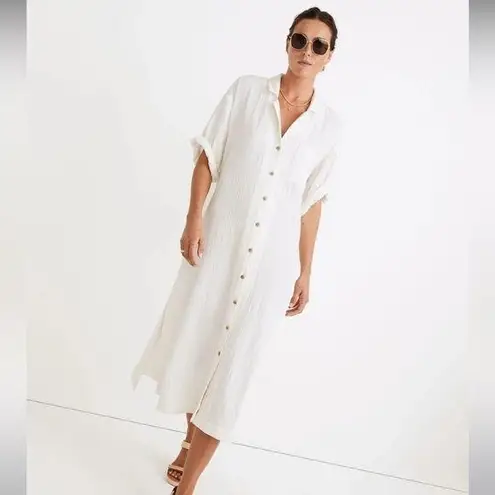 Madewell  Lightestspun Cover Up Maxi Shirtdress NWT XS Cream Featherweight Relax