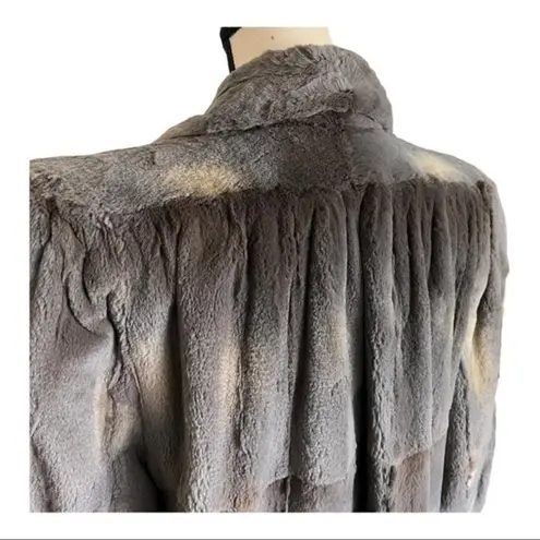 Vintage 70's Sabau Furs Sheared Muskrat Mob Wife OverCoat with Lamp Sleeve Sz L Gray Size L