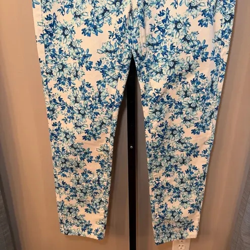 Garnet Hill  Floral‎ Jeans Blue White Size 12