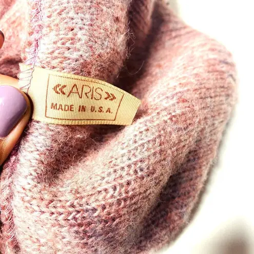 VTG Aris Purple Pink Multicolor Knit Pastel Cozy Soft Girl Aesthetic Beret Hat