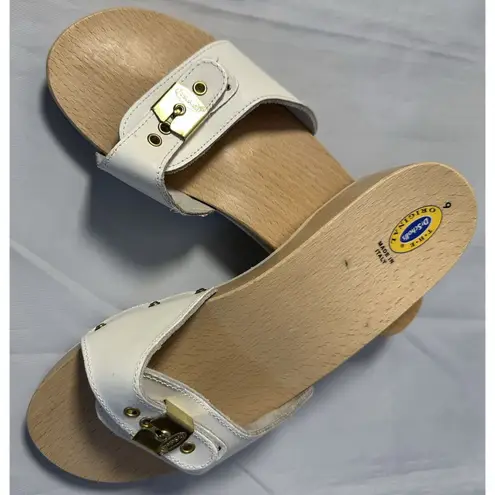 Dr . Scholls White Italian The Original Wooden Exercise Clog Sandals Size 9M