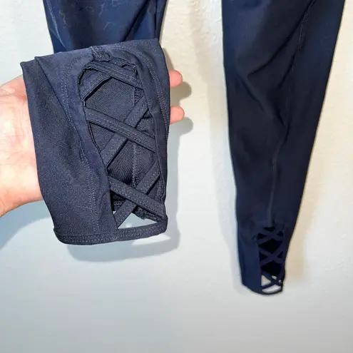 Bally Total Fitness Bally - Total Fitness Midnight Blue Mesh High Waisted 25'' Ankle Leggings