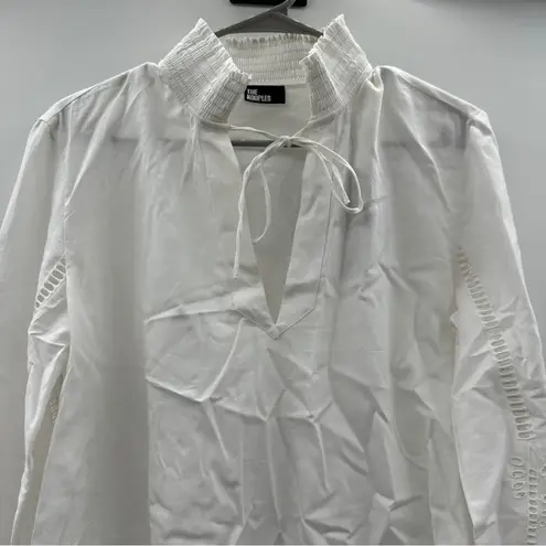 The Kooples White Blouse With Broderie Anglaise Long Sleeve Top Sz 2 (M) NEW