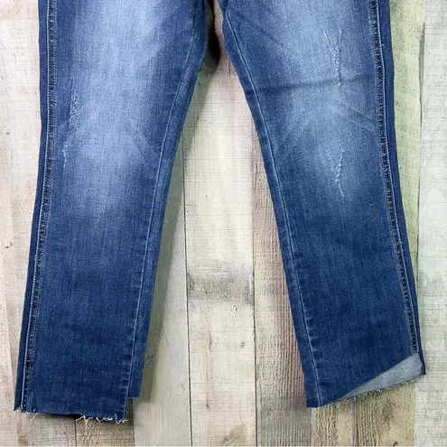 Evidnt Los Angeles Size 26 Distressed Raw Hem Straight Leg Blue Jeans NWT