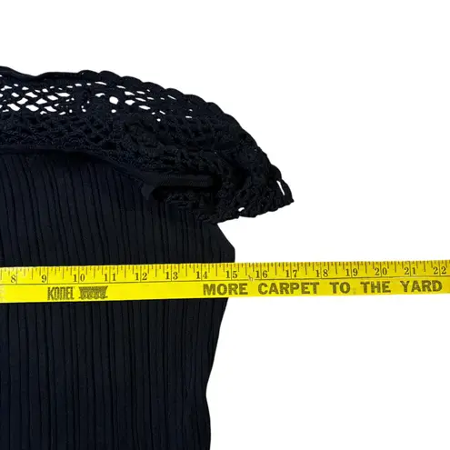 Cabo Black Crochet Off Shoulder Ribbed Knit Top Women's Size L Size L