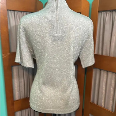 Rochelle California silver sparkle Fitted Short Sleeve sweater top Gray Size XS
