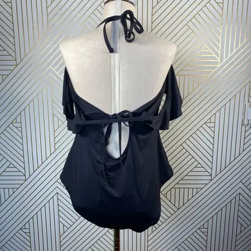 Becca Rebecca Virtue Black Flounce One Piece Swim