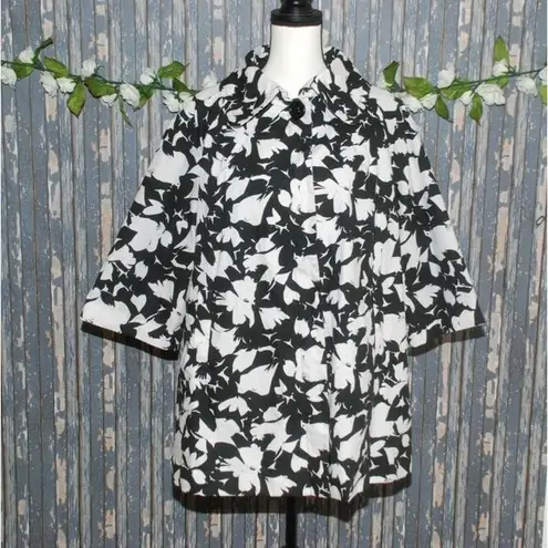 Centigrade Outerwear Women's 1X Half Sleeve Black White Floral Jacket Coat large