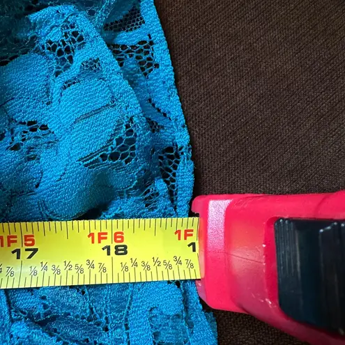 Charter Club NWT Teal Blue Sheer Lace Under Blouse Sz S Leg Of Mutton Bo…