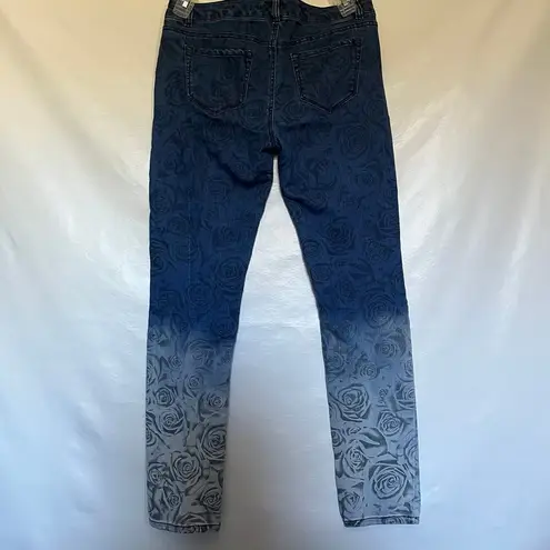 Bebe 2B  Hombre Floral Womens Skinny Jeans Size 30 Low Rise Denim Blue Stretch