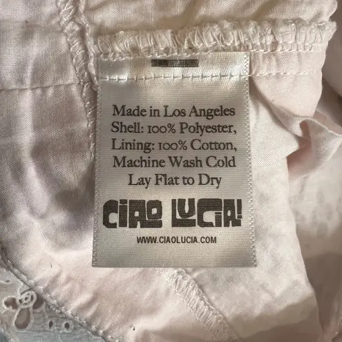Ciao Lucia Eyelet Lace Shorts White Pink Lined Size 2 Romantic Coquette
