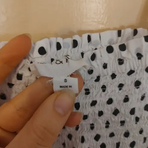 Isa & Ella Polka Dot White Black Size Small S Peplum Stretchy Chic Cute Trendy