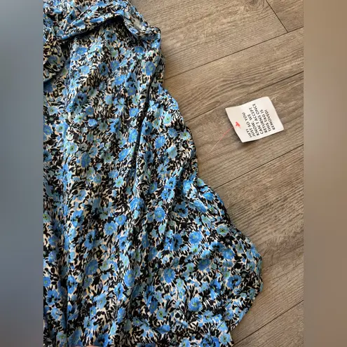 Topshop  Blue and White Floral Jumpsuit