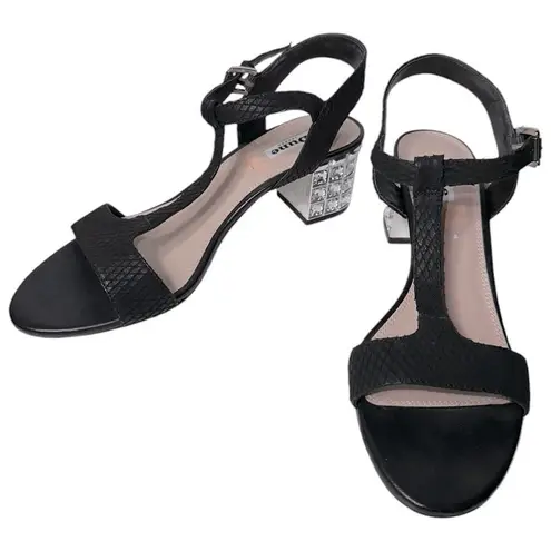 Dune London Womens Size 41 9.5 Black Snakeskin Maddie Crystal Block Heel Sandals - Image 3