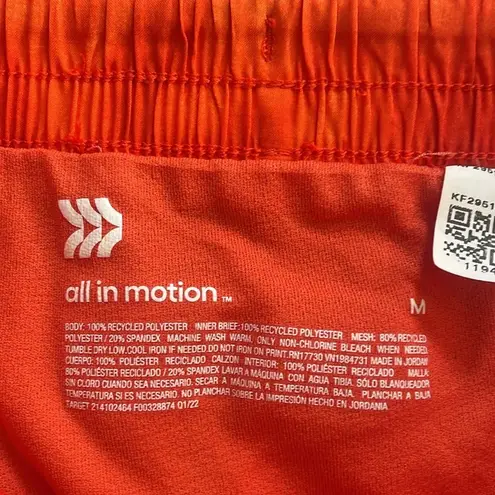 All In Motion Size Medium Orange Mid-Rise Run Athletic Activewear Shorts