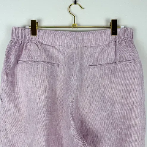 Poetry High Twist Linen Tapered Trouser Pale Pink Gingham Pant Lagenlook Size 6