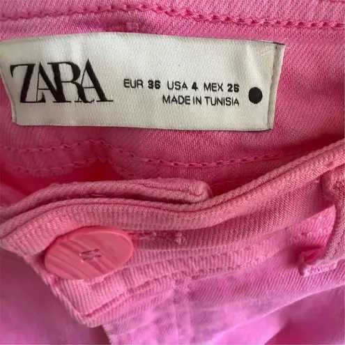 ZARA  Women's High Rise Wide Leg Jeans Pink Size 4 Denim