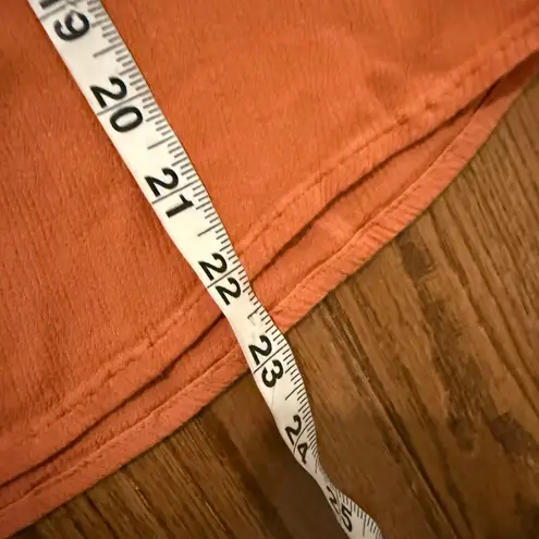 Garnet Hill orange crepe button front blouse size small