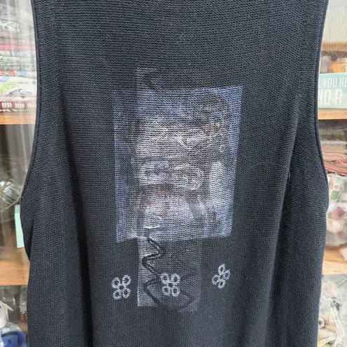 Blue Fish USA 1996 Lagenlook KNIT Cardigan Tunic Dark Navy One Size Size XL