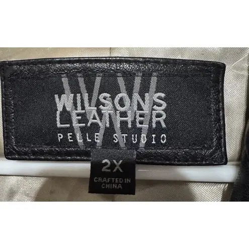 VTG 90S Wilsons Soft leather Pelle Studio Embellished Blazer Jacket Women’s 2x Black