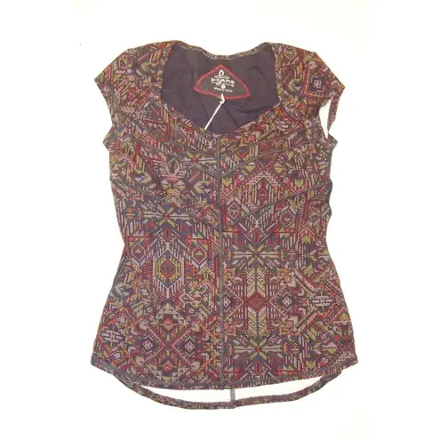 prAna NWT Womens Yoga Pilates Climb Top Bra New Calypsa Gray S Yellow UPF Red