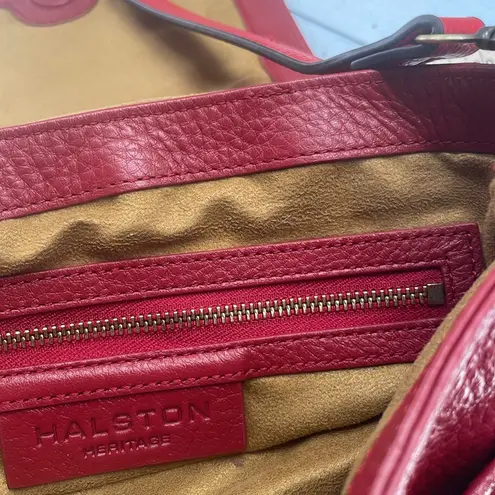 Halston Heritage Crossbody Small Two Tone Red Pleather Vegan