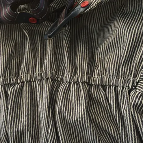 VTG Jackie O Railroad Stripe Overall Blue White Sz 11 JR Suspenders Straight Leg