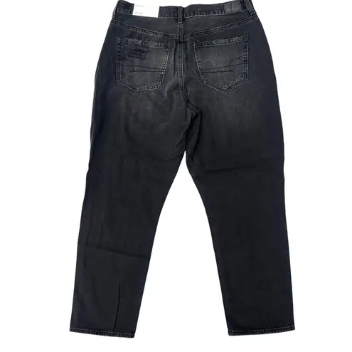 American Eagle Mom Jean Sz 14 NWT Destroyed Black Faded High Rise Grunge Y2K