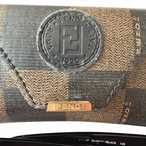 Fendi Vintage Y2K  Oval Sunglasses Blonde Black FF Logo Made in Italy Old Money