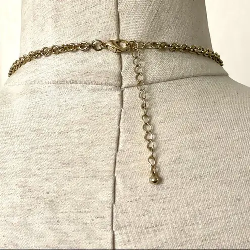 Gold tone large bead statement necklace