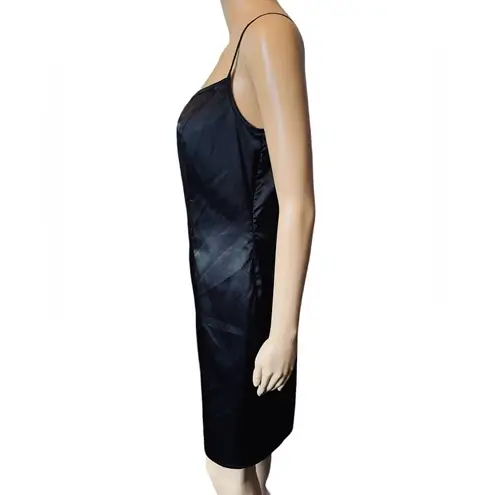 Joseph Ribkoff Vintage 90s Satin Silky Goth Glam Little Black Mini Slip Dress