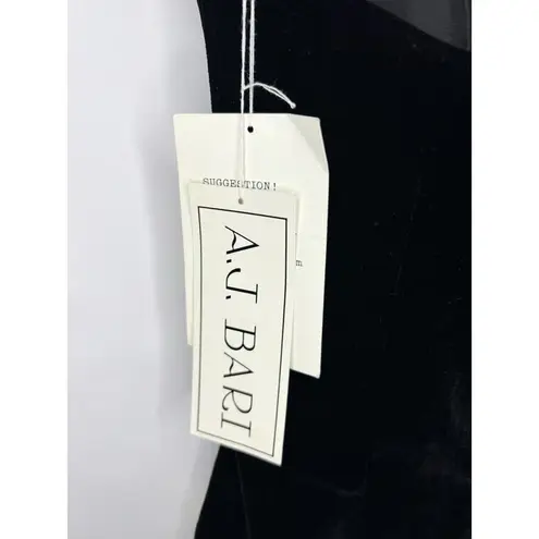 AJ Bari Black Gold Metallic Velvet Strapless Cocktail Party Dress 80s NWT Size 4