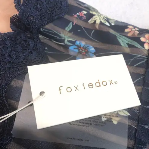 Foxiedox Floral Dress Blue S Knee Length A-line Sleeveless Straps Lace Party