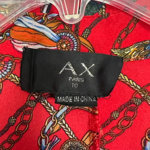 AX Paris Tribal Print Long Sleeve Red Dress Size 10