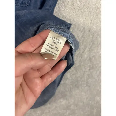 Cloth & Stone  Shirt Womens Medium Blue Tencel Lyocell Denim Chambray Button Up