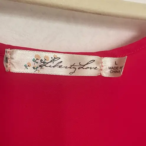 Liberty Love women’s large tank top. Lightweight polyester lace detail.