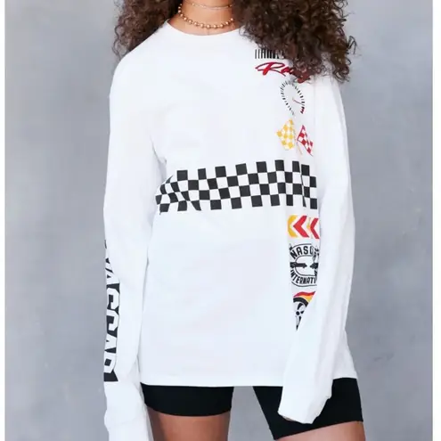 NASCAR Long Sleeve Graphic Tee White