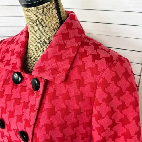 City Girl Houndstooth Swing Coat Jacket Red Pink Small