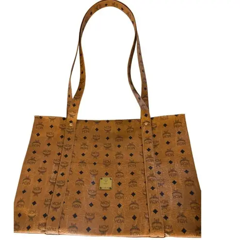 MCM Vintage Cognac Visetos Coated Canvas Large Tote Bag | Made in Germany